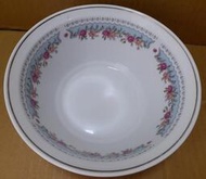 早期大同金邊水藍玫瑰花小碗公湯碗 麵碗 碗公-直徑18.5公分