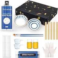 Zdspoxy Kintsugi Repair Kit (Upgrade), Repair Your Cherish Ceramics with Gold Powder &amp; 50ml Glue &amp; 57g Epoxy Putty, Starter Repair Ceramic Kintsugi Kit Perfect for Art Gift Set, with A Practice Cup