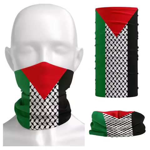Palestine Flag Bandana Neck Gaiter Palestinian Hatta Kufiya Keffiyeh Pattern Tube Scarf Riding Cycli