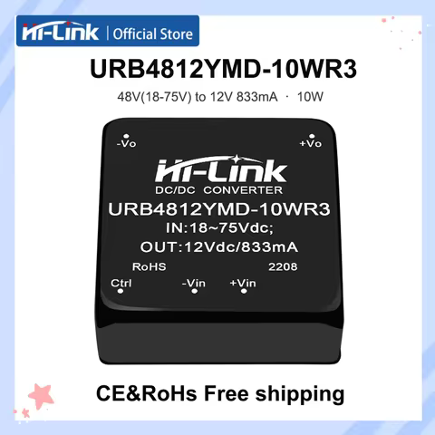 Hi-Link Original URB4812YMD-10WR3 10W DC-DC Converter 18-75VDC Input 5V 12V 15V 24V Isolated SmartSm