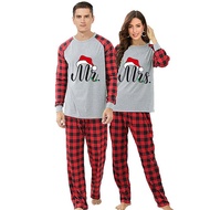 iHapHap Plus Size Matching Couple Christmas Pajamas Set Long Sleeve Tops and Classic Plaid Pants Lou