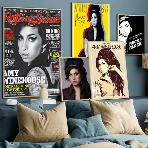 Famous Music Singer Amy Winehouse Classic Vintage Posters Whitepaper Prints Posters Artwork Kawaii R