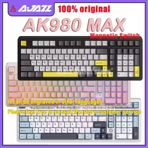 AJAZZ AK980 MAX Wired Magnetic Switch Keyboard 8k Polling Rate Gasket Strcture Hot Swap RT0.01mm Esp