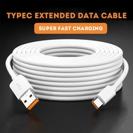 2.8/5/8/10m White Type C Extended Data Cables / Durable Thickened PVC Overlength USB Charger Cables 