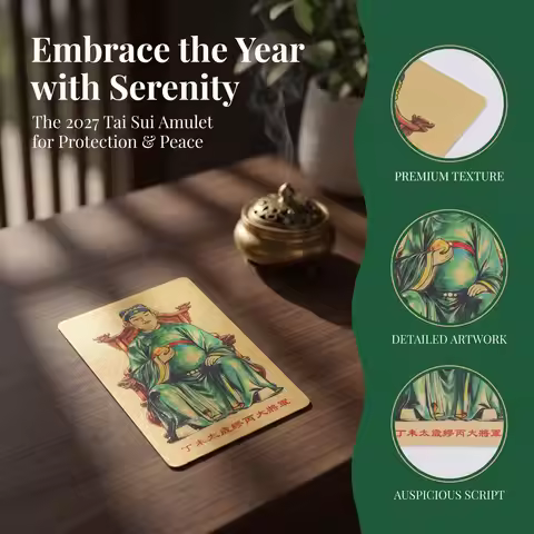 4 Pcs Year Of The Sheep Tai Sui Card Chinese Wealth Cards Peace Charms 2027 Blessing New Keepsakes C