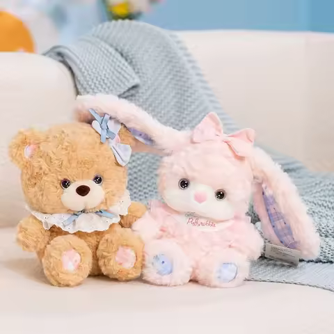 Adorable Bear Rabbit Plush Toys Adorable Bunny Dolls Stuffed Hug Pillow Soft Animal Cushion Girls Ki