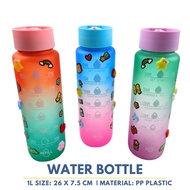 1L3D Water Bottle with Stickers| Water Bottle with Straw | Large Sports Water Jug Cute Water Bottles