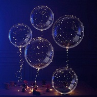 balon pvc plus lampu led - balon bobo kawat led - balon bening transparan nyala - balon transparan b