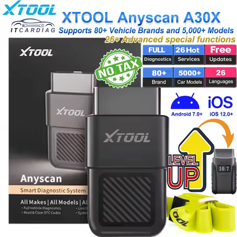 XTOOL Anyscan A30X OBD2 Code Reader Bluetooth Portable Wireless Scan Tool 26+ Advanced Special Funct