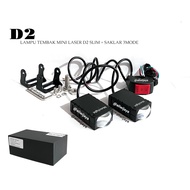 A PAIR OF MINI LASER D2 SLIM SHOOTER LIGHTS PLUS 3-MODE SWITCH WHITE YELLOW POWER 12V-48V MOTORCYCLE