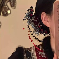 Dihua Ser New Chinese Blue Flower Tassel Hairpin Female Hairpin Antique Hanfu Headdress High-End Hai