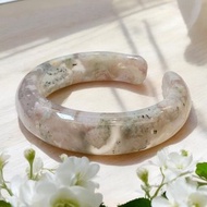 櫻花瑪瑙手鐲瑪瑙手鐲 貓鐲 開口鐲稀有水蜜桃綠硃砂54-56