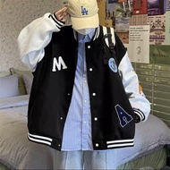 Jacket Fleece Bomber Cardigan Logo Embroidered A-Line Loose Form Thick Cotton Felt Unisex Women f.s.