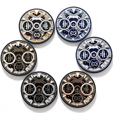 29.5mm VK63 Watch Dial Cyberpunk Industrial Geometric Skeleton Cutout NoLogo For Seiko VK63 Quartz M