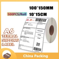 500pcs Premium A6 ( 100*150mm = 10cm*15cm Roll White ) Thermal Sticker Thermal Paper Waybill Shipping Label Paper 热敏标签