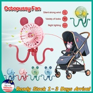 Small Fan USB Rechargeable Portable Mini Fan Baby Stroller Fan Octopus Mini Fan Hand Mini Clip Table Mini Clip Fan Folding Fan Kipas Stroller Baby Fan 小风扇