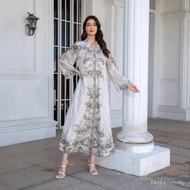 241109Middle East Muslim Women's Clothing Robe Embroidered Fabric Printed Diamond-studded Women's Lo