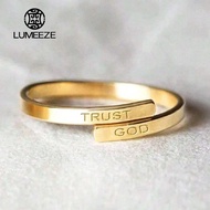 LUMEEZE Engrave "TRUST GOD" Adjustable Rings Personalized Custom Stainless Steel Ring for Women Men 