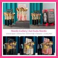 [PINKY MARBLE] Stylika Nordic Pink Cutlery Marble Sudu Kayangan Sudu Hotel Cutleries Dinnerware Set Sudu Putih Hijau