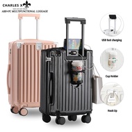 CHARLES X luggage bag travel Cup Holder & USB Charger Luggage 20/24/28 Inch 20/24/28 Inch ABS+PC
