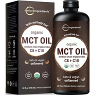 MCT Oil Organic, 32 fl oz |100% Virgin Coconut with C8 + C10 Fatty Acids | Great for Coffee or Dress