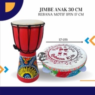 Paket Jimbe Ukuran 30cm Merah Mainan Edukasi Anak Rebana Hadroh Banjari Gendang Marawis Murah