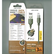 3m 3 meter long cable type C for samsung huawei