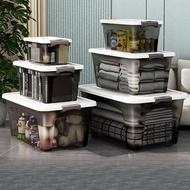 Ready Stock Transparent Black Storage Box Backup Storage Box Household Sundries Storage Box Extra La