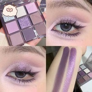 9-Color Eyeshadow Palette  Matte Glitter Smoky Grey-Purple Cosplay Portable