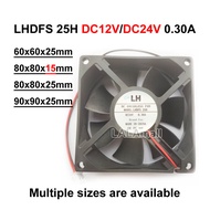 1ชิ้น LHDFS25H DC12V 0.30A DC24V 12V 24V 0.3A LHDFS 25H พัดลมไร้แปลง DC 6Cm 8Cm 9Cm 6025 8015 8025 9