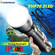 60000LM XHP70.2強大的LED潛水手電筒便攜最亮 XHP70水下手電筒IPX8防水XHP50 .2潛水
