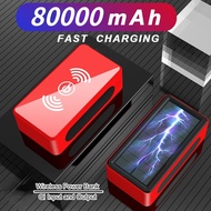 80000Mah Qi Solar Wireless Power Bank Portable Outdoor Fast Chargin Large Capacity With 4USB LED Light For
