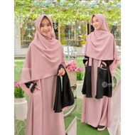 PJS12 - Gamis Elbina Set Gamis Outer Hijab Bisa Size S M L XL Bahan Mo