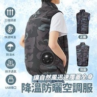 包送貨 -贈送風扇 風扇背心 降溫防曬空調服 透氣空調衣 防曬背心 釣魚防曬背心 冷風背心 降溫背心 冷氣背心 （充電寶需自配） #平行進口 迷彩衣服+風扇  M
