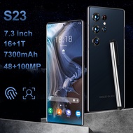 COD + READY S23โทรศัพท์ของแท้5G S23Ultra 5G 7.3นิ้ว HD เต็มหน้าจอ Hp RAM 16G 1TGB ROM 50MP 108MP ซักโทรศัพท์มือถือราคาถูกแอนดรอยด์13.0ปลดล็อคโทรศัพท์มือถือคุณภาพ SM8550 6800Mah