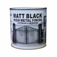MATT BLACK ( 1L ) 1 LITER HIGH METAL FINISH PAINT EXTERIOR &amp; INTERIOR MATT FINISH BLACK
