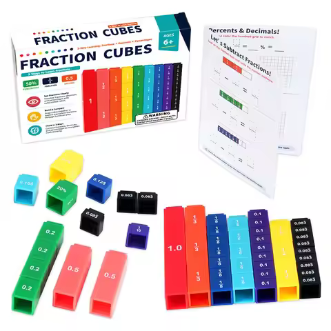 51PCS Fraction Cubes Math Manipulatives Learning Toys Decimal Percent Learning Blocks Educational Te