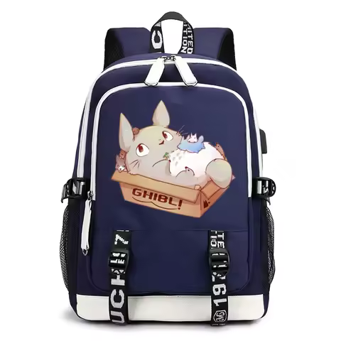 2021 Fashion Studio Ghibli Printed USB Travel Boy Girl Backpack Student School Bag Children Backpack