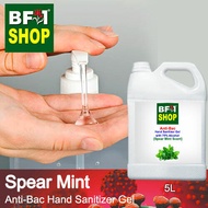 Anti Bacterial Hand Sanitizer Gel with 75% Alcohol  - mint - Spear Mint Anti Bacterial Hand Sanitizer Gel - 5L