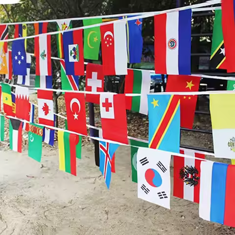 (SKY FLAG)25-65M 14x21cm 20x30cm 100-200 pcs Countries String Flag World Banner Bunting bar home par