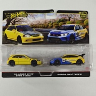 Hotwheels Car Culture RealRiders Team Transport 99 Honda Civic Type R (EK9) & Honda Civic Type R Spo