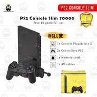 PS2 CONSOLE SLIM MODEL 70000 REFURBISH SET FULL SET *PS2