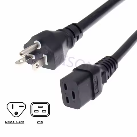 US NEMA 5-20P to IEC C19 SJT Power Cord 20A 125V American Heavy-duty Computer Extension Cable 12AWG 