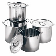 4pcs Set Multipurpose Stock Pot Stainless Steel With Lid Periuk Sup Periuk Masak (Silver) 8/12/16/20