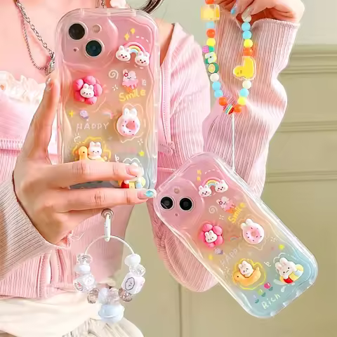Cartoon 3D Rabbit Duck Case For Huawei P30 P40 Lite Nova Y91 Y7A 13 7i 9 11 7 12 10 SE Y70 Y90 Pura 