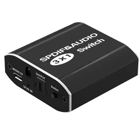 Optical Audio Switch 3 Input 1 Output Digital Optical Audio Switcher Toslink Selector Box with IR Re
