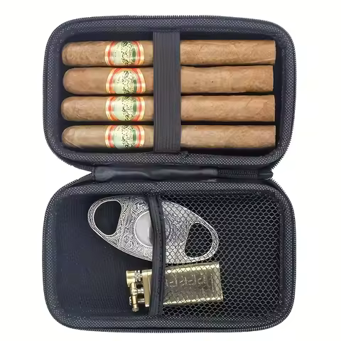 Cigar Mesh Pouch Cigar Box Portable Multifunctional Storage Box Travel Cigar Tools Airtight Humidifi