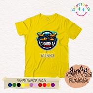 Clothes/ Tshirt/ T-Shirts Boys/ Girls Snackhead Channa Yellow Sentarum Fish Oval Cotton Material