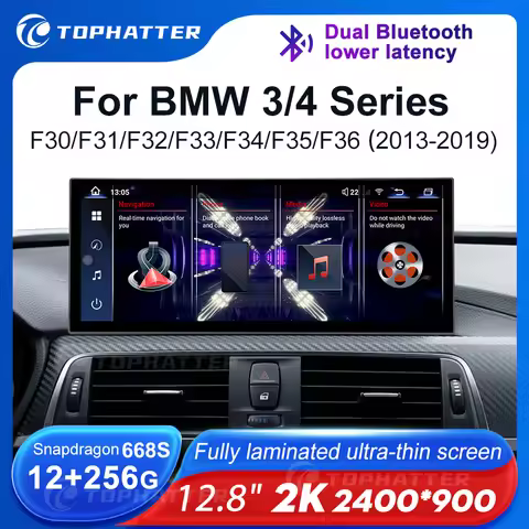 12.8 2K Car Radio For BMW 3 Series GT F30 F31 F32 F33 F34 F35 Screen CarPlay Android Auto Player Nav