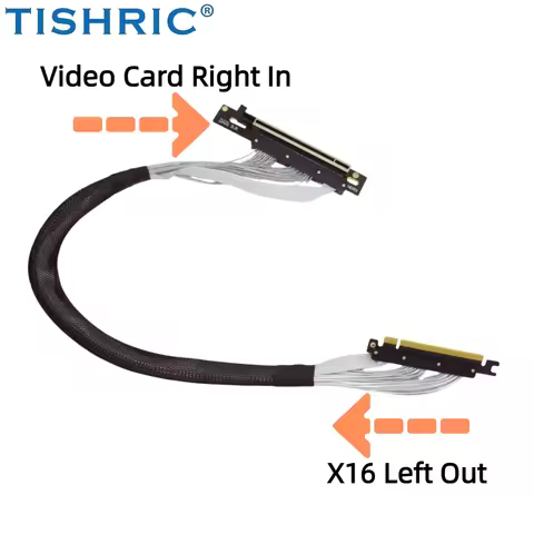 TISHRIC PCIE 5.0 X16 GPU Riser Cable Gen5 PCI-Express Graphic Card Extension Cable 128GB/s Shielded 